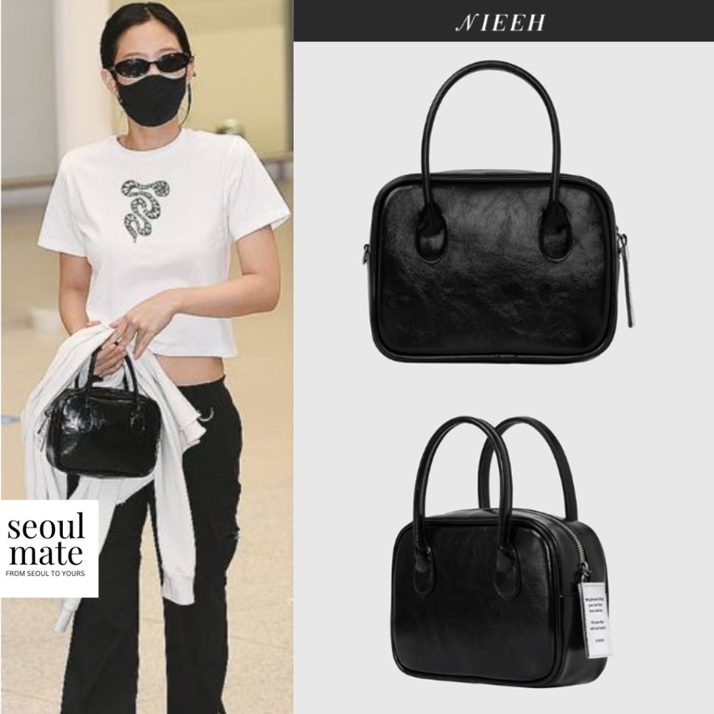 NWT Square Black Mini Top Handle Bag incl crossbody strap